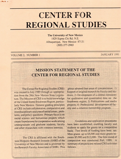The Center for Southwest Research, UNM: A Documented History 
